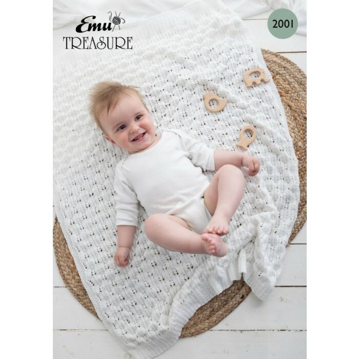 Emu Treasure DK White Lace Blanket 2001 Knitting Pattern PDF One Size main product photo