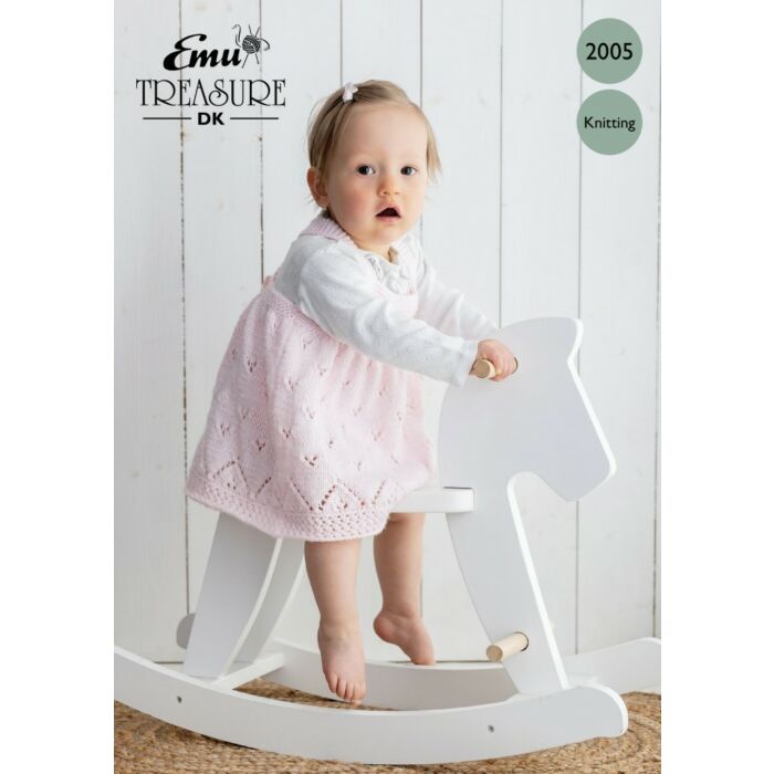 Emu Treasure DK Baby Pinafore Dress 2005 Knitting Pattern PDF Birth to 24 Months main product photo