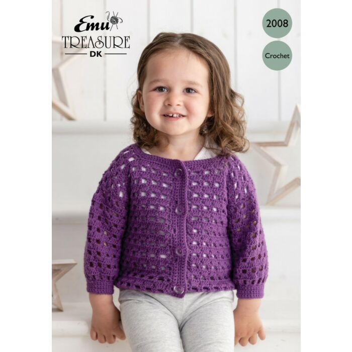 Emu Treasure DK Baby Lace Cardigan 2008 Crochet Pattern 6 to 24 Months main product photo