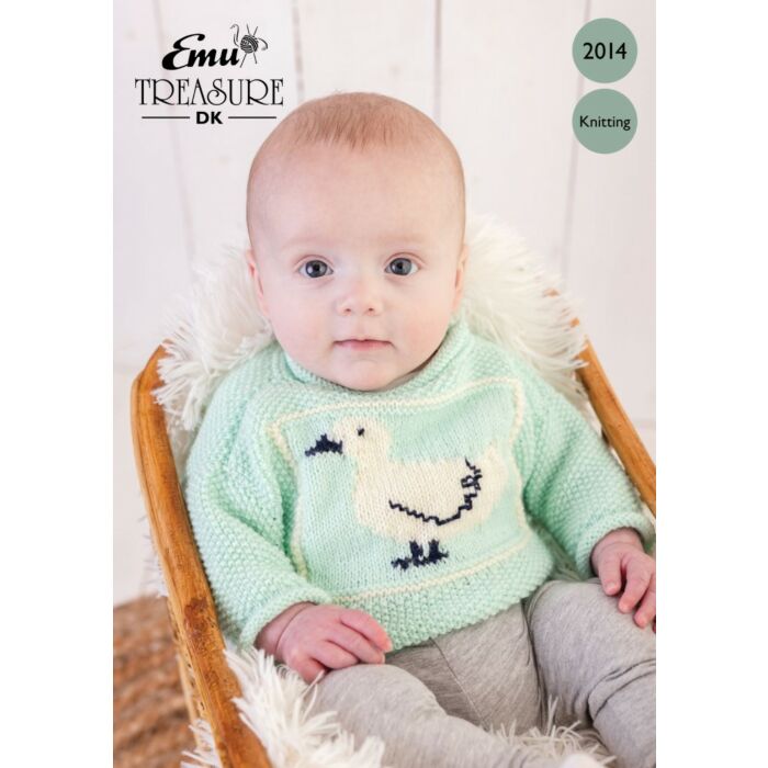 Emu Treasure DK Little Duck Baby Sweater 2014 Knitting Pattern To Fit Chest 18 - 26" main product photo