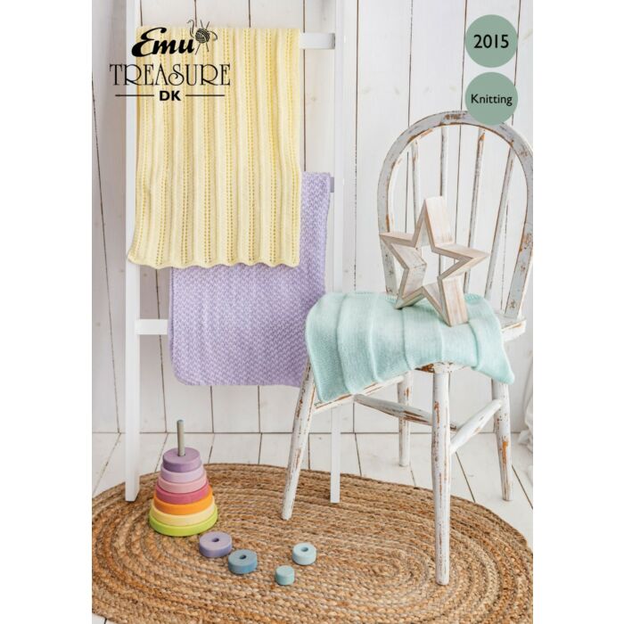 Emu Treasure DK Easy Knitted Baby Blankets 2015 Knitting Pattern PDF Various main product photo