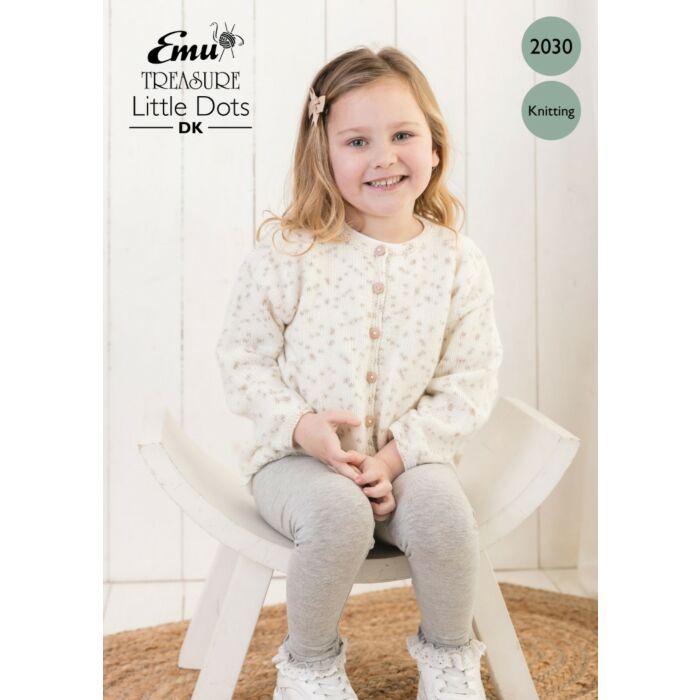 Emu Treasure Little Dots DK Child's Cardigan 2030 Knitting Pattern PDF 3 to 8 Years main product photo