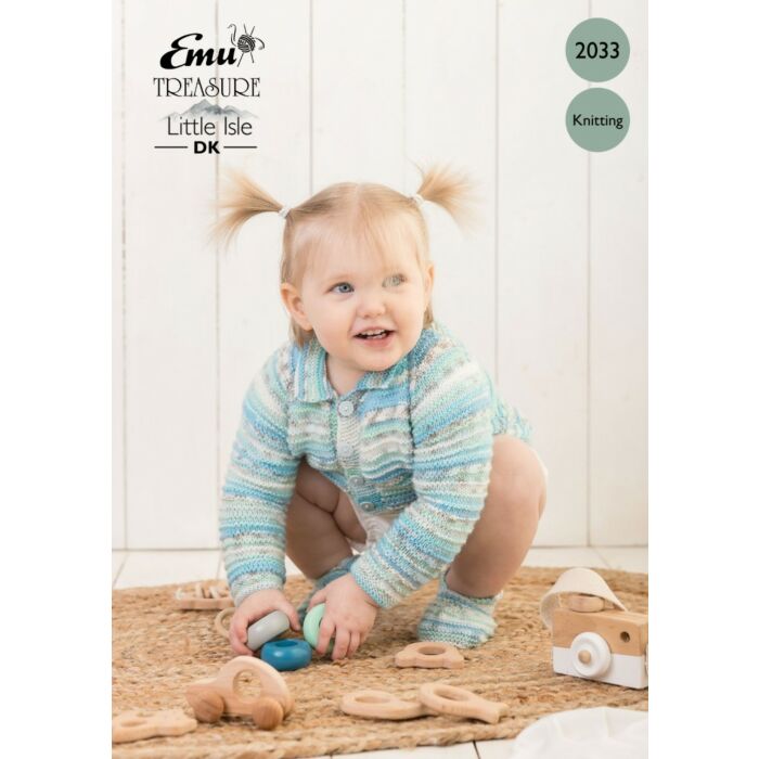 Emu Treasure Little Isle DK Baby Jacket & Bootees 2033 Knitting Pattern PDF 6 to 36 Months main product photo