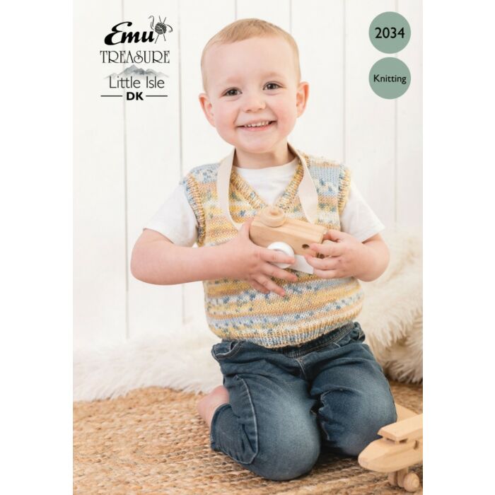 Emu Treasure Little Isle DK Child's Sleeveless Jumper 2034 Knitting PDF 3 to 10 Years main product photo