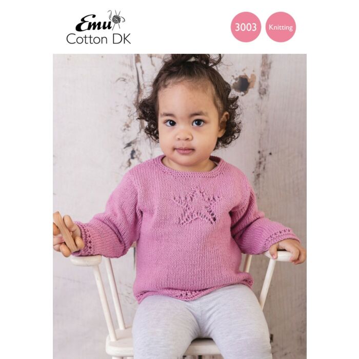 Emu Cotton DK Baby Little Star Jumper 3003 Knitting Pattern PDF Birth to 4 Years main product photo