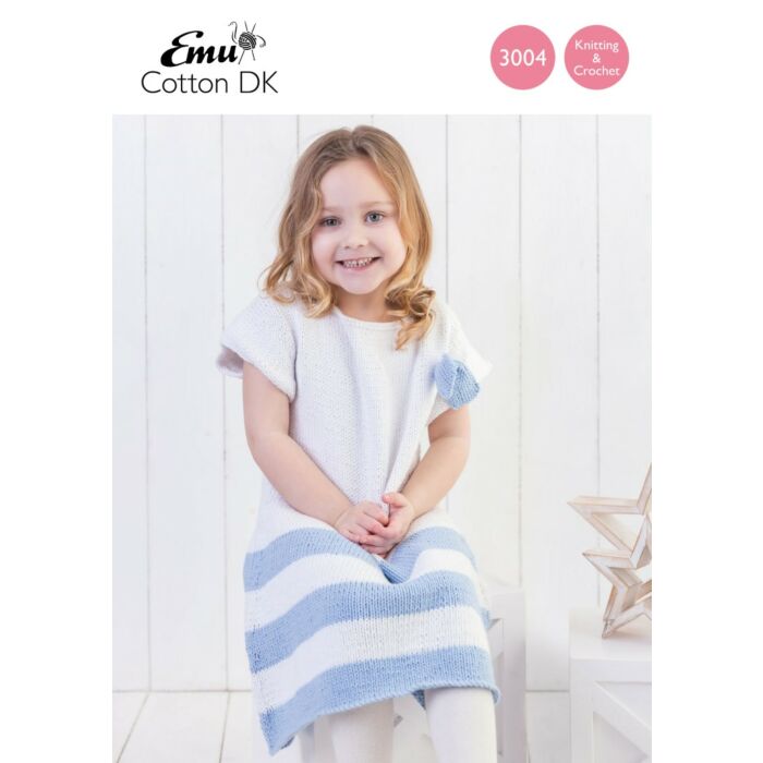 Emu Cotton DK Girl's Cotton Sailor Dress 3004 Knitting Crochet Pattern 3 to 7 Years main product photo