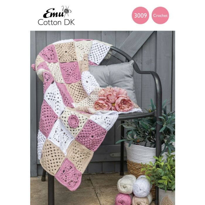 Emu Cotton DK Rose Garden Blanket 3009 Crochet Pattern One Size main product photo
