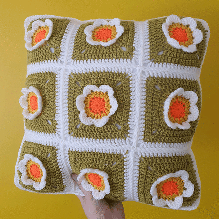 Flower Power Cushion Crocheted Pattern Kit by Zoe Potrac in Stylecraft Special DK main product photo