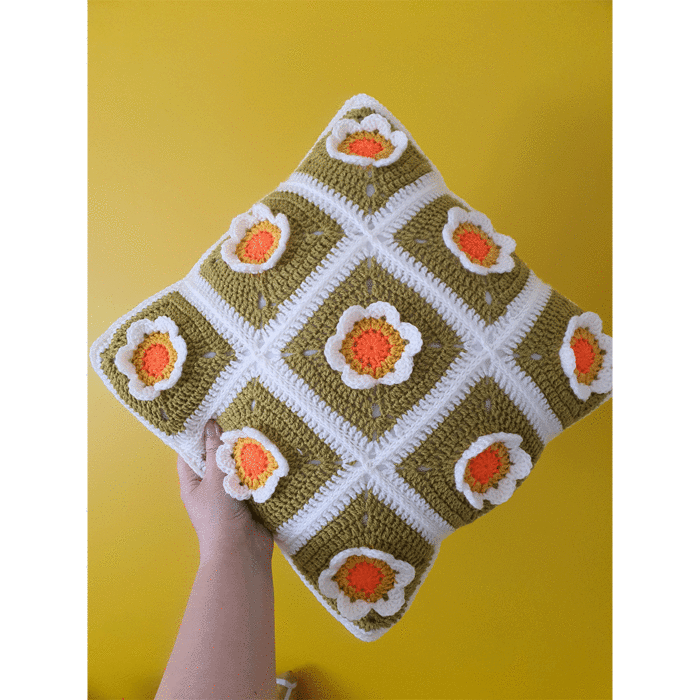 Flower Power Cushion Crocheted Pattern Kit by Zoe Potrac in Stylecraft Special DK