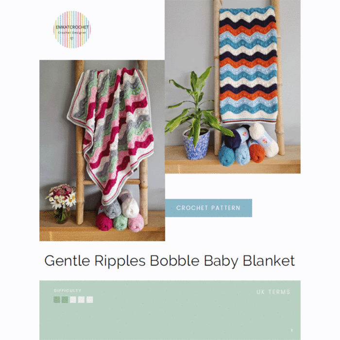 Gentle Ripples Bobble Baby Crochet Blanket Kit Pink & Green by EmKatCrochet
