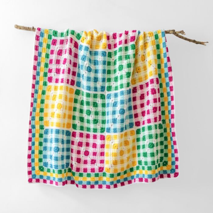 Gingham Picnic Crochet Blanket Kit by Leonie Morgan in WoolBox Imagine Classic & Lullaby Baby DK main product photo