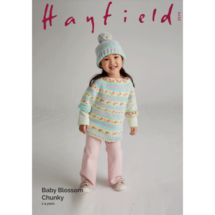 Hayfield Baby Blossom Chunky Poncho & Hat 5570 Knitting Pattern Kit main product photo