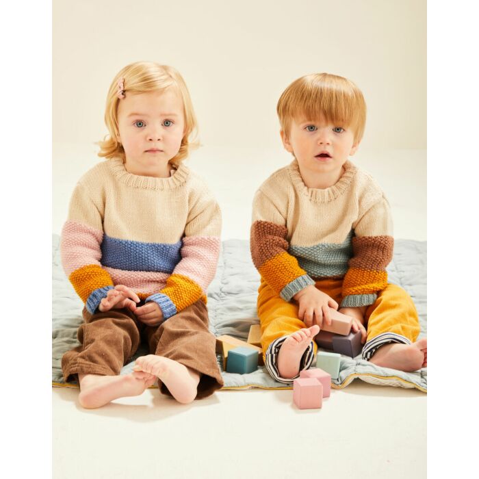 Sirdar Baby Colour Block Sweater in Snuggly DK Knitting Pattern Download 5487 main product photo