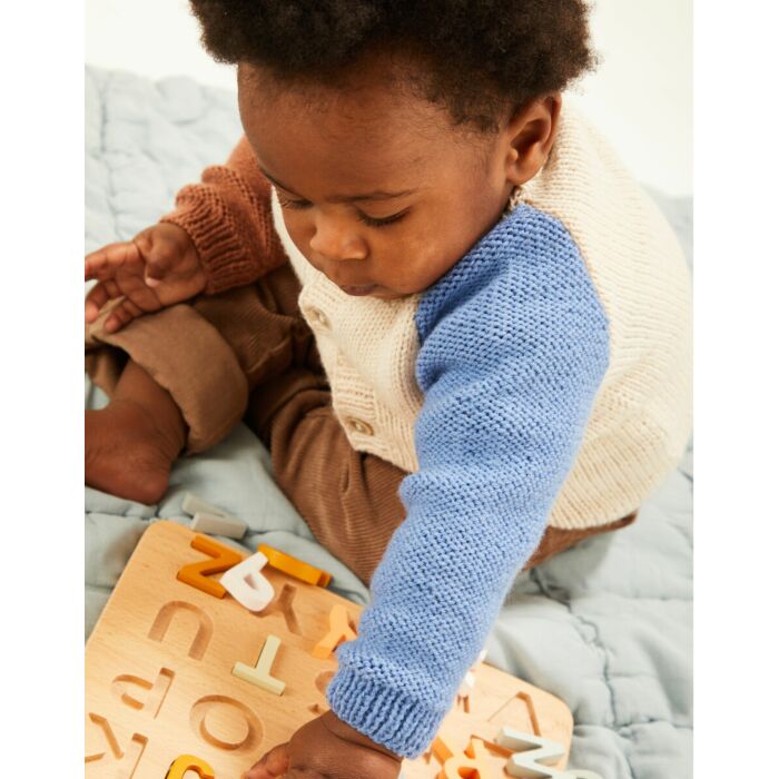 Sirdar Baby Colour Block Cardigan in Snuggly DK Knitting Pattern Download 5488 