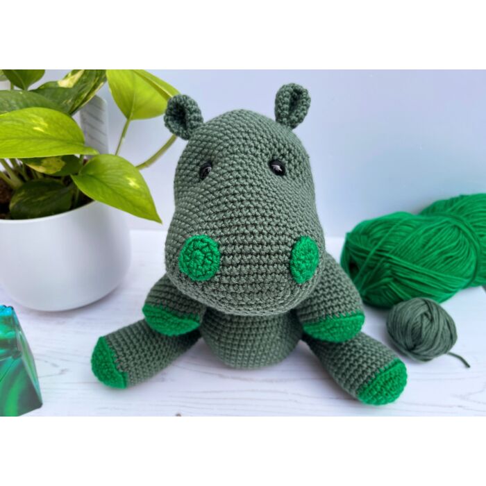 Green Hippo Crochet Pattern by Heather Gibbs in WoolBox Imagine Classic Anti-Pilling DK