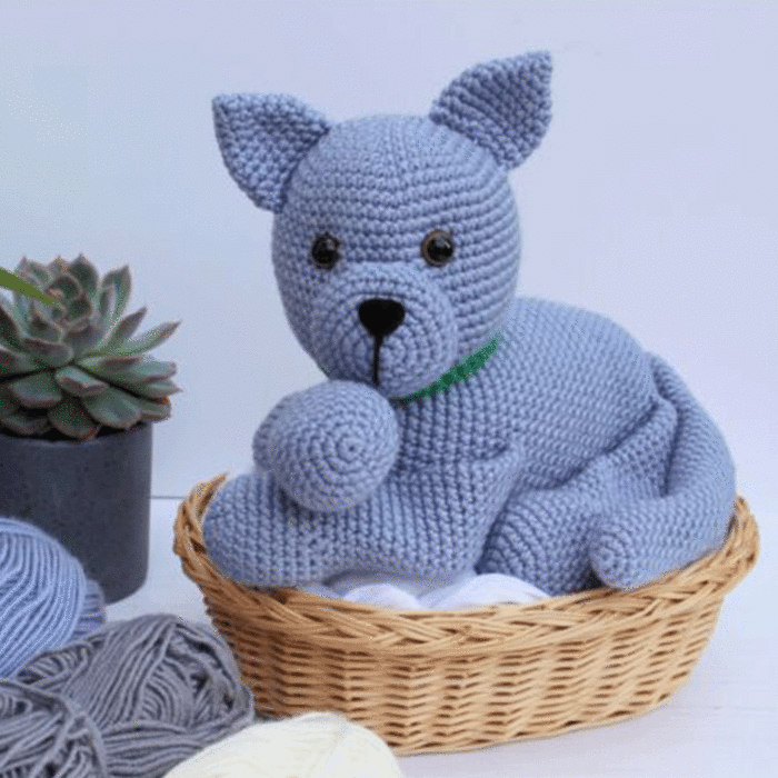 WoolCats Russian Blue Crochet Pattern Kit by Heather Gibbs in WoolBox Imagine Classic DK main product photo