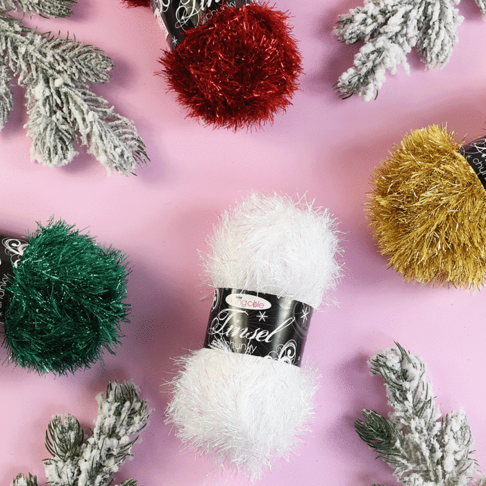 King Cole Tinsel Chunky Merry Christmas Colour Pack - 8 x 50g Balls 400g main product photo