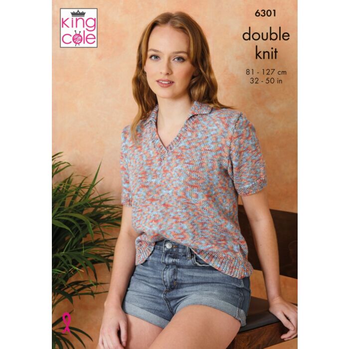 King Cole Cottonsoft Crystal DK Ladies Tops in 6301 Knitting Pattern 81-127cm main product photo