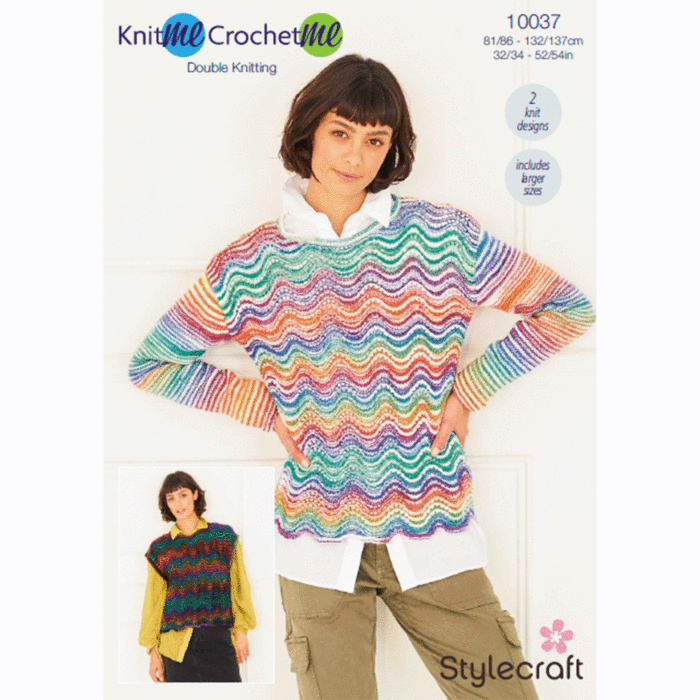 Stylecraft Knit Me Crochet Me DK Ladies Sweaters 10037 Knitting Pattern PDF main product photo