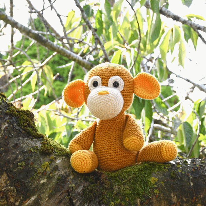 Golden Monkey Crochet Pattern in WoolBox Imagine Classic DK KIt - By Heather Gibbs main product photo