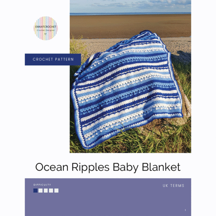 Ocean Ripples Baby Blanket Crochet Pattern Kit in Hayfield Bonus DK by EmKatCrochet main product photo