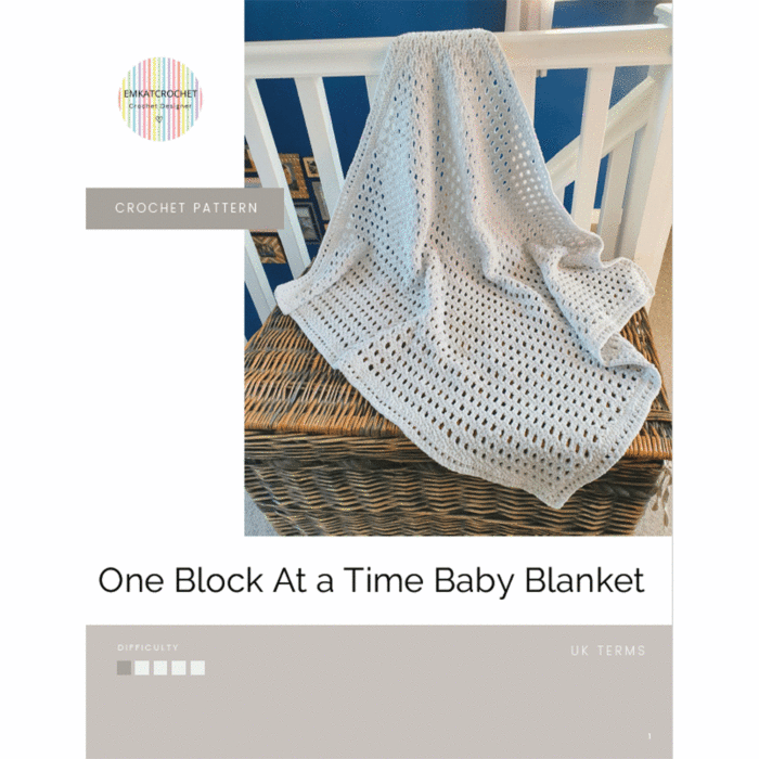 One Block At a Time Baby Blanket Crochet Kit in James C Brett Flutterby Chunky by EmKatCrochet main product photo