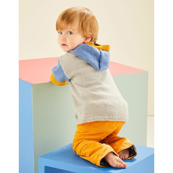 Sirdar Baby Colour Block Hoodie in Snuggly DK Knitting Pattern Download 5489 