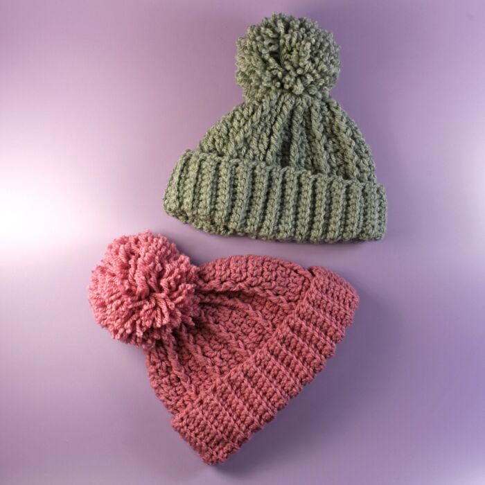 Pom Pom Hats Crochet Pattern by Val Pierce in WoolBox Chunky main product photo