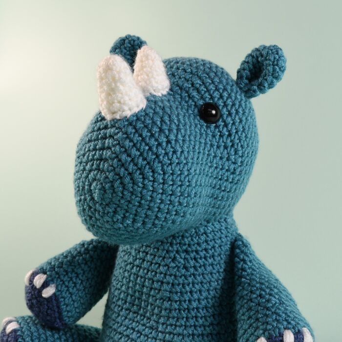 WoolBox Crochet Blue Rhino Pattern in WoolBox Imagine Classic DK by Heather Gibbs