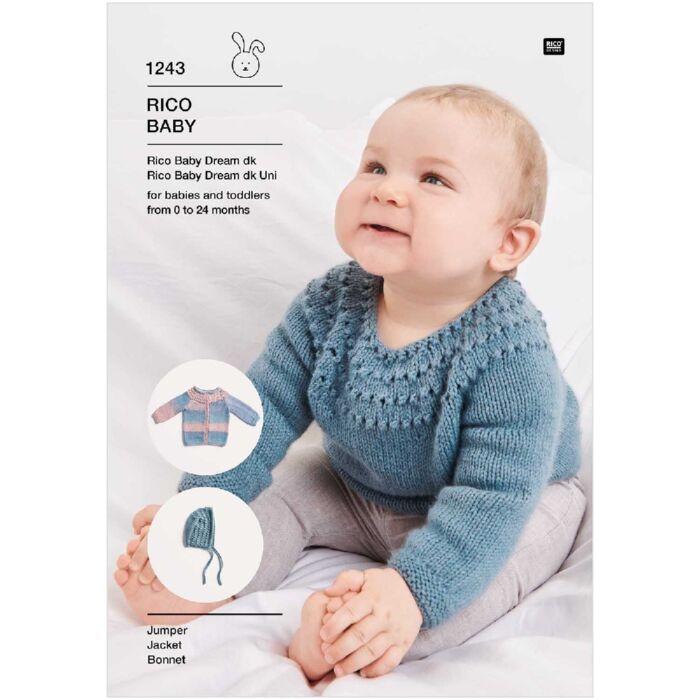 Rico Knitting Pattern Baby Sweater Bonnet Baby Dream DK KIC 1243 21x30x0.1 main product photo