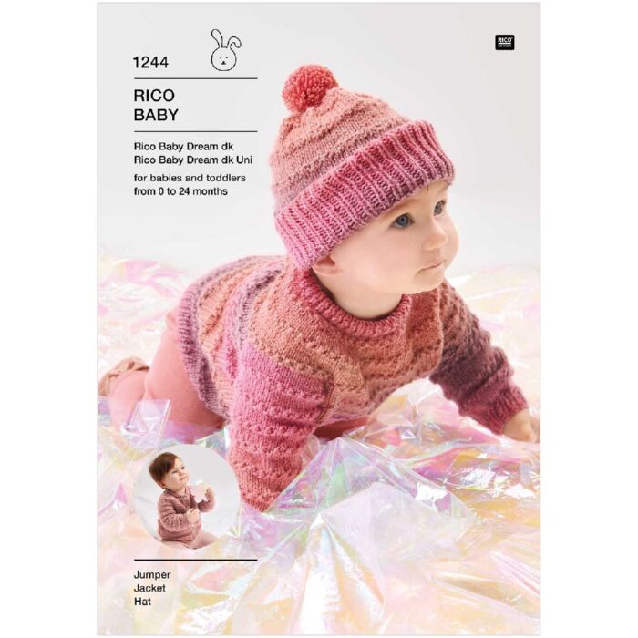 Rico Knitting Pattern Baby Sweater Bobble Hat Baby Dream DK KIC 1244 21x30x0.1 main product photo