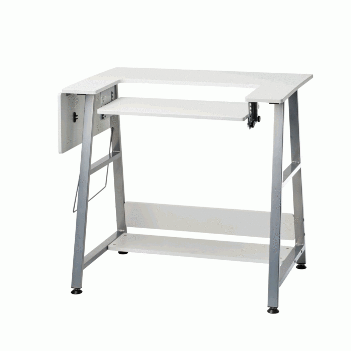 Sew Stylish Sewing Table with Adjustable Platform White Silver 102 x 66 x 14 cm main product photo