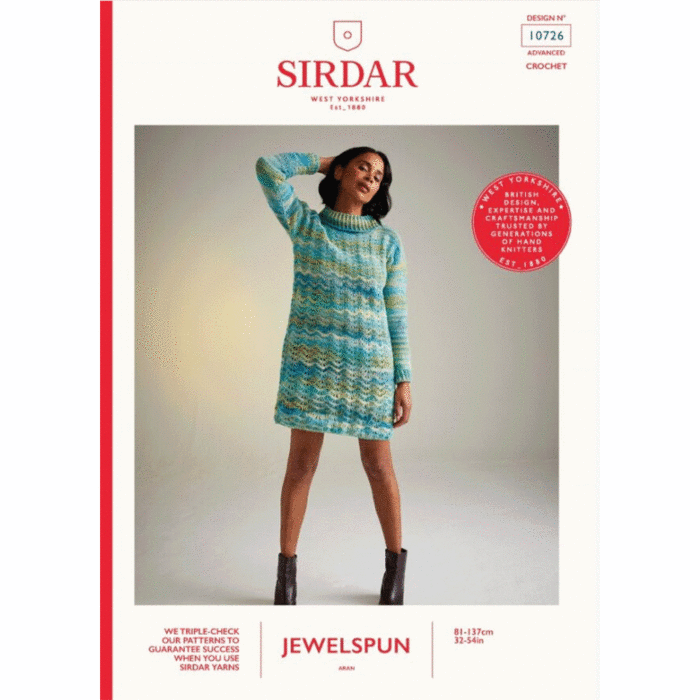 Sirdar Jewelspun Aran Wildflower Roll Neck 10726 Crochet Pattern Download main product photo
