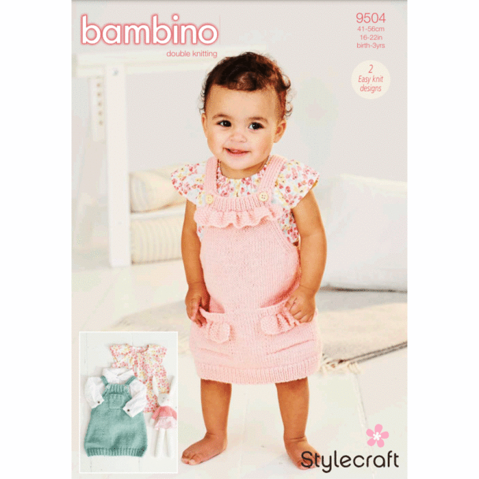 Stylecraft Moss Pinafores 9504 in Bambino DK Free PDF Download main product photo