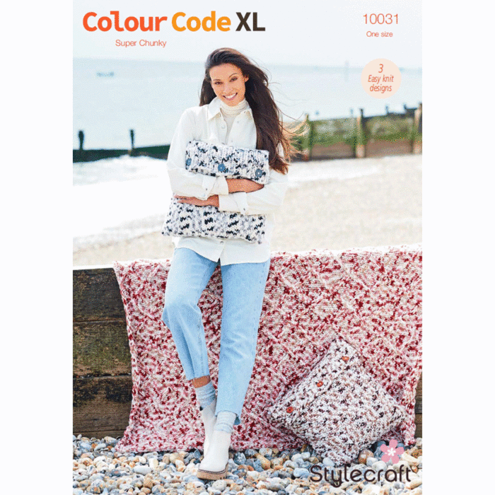 Stylecraft Colour Code XL Blanket & Cushions 10031 Knitting Pattern PDF main product photo