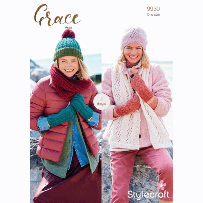 Stylecraft Grace Aran Ladies Accessories 9930 Knitting Pattern Download main product photo