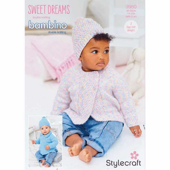 Stylecraft Bambino Sweet Dreams DK Baby Jackets & Hat 9980 Pattern PDF main product photo