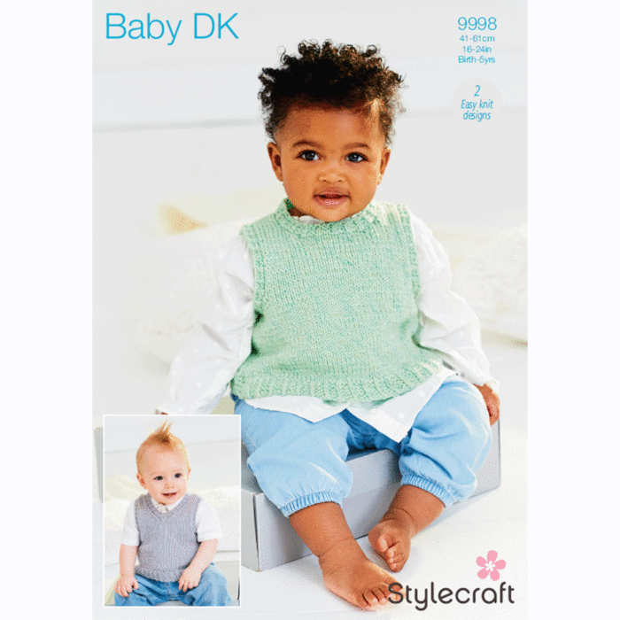 Stylecraft Baby Sparkle DK Tank Tops 9998 Knitting Pattern Download main product photo