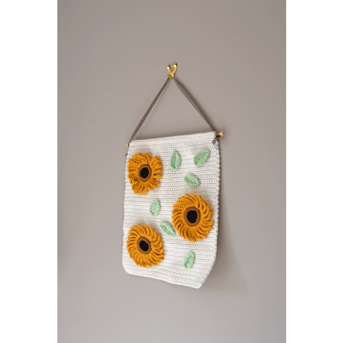 Sunflower Wallhanging Crochet Pattern by Zoe Potrac in Sirdar Happy Cotton DK