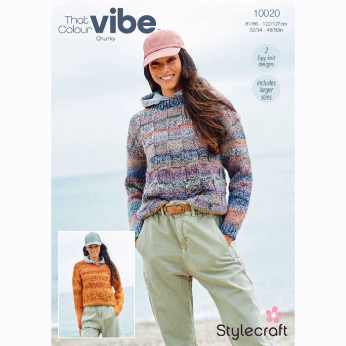 Stylecraft That Colour Vibe Chunky Ladies Sweaters 10020 Pattern PDF main product photo