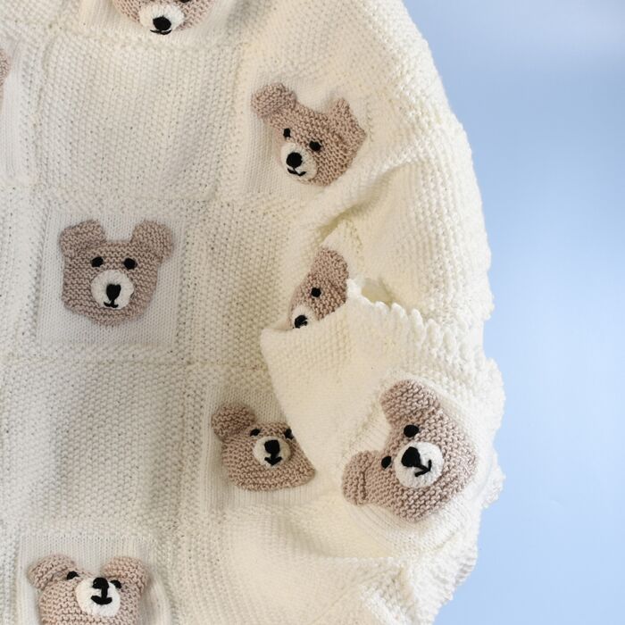 Knitted Baby Bear Blanket in WoolBox Imagine Lullaby Baby Anti