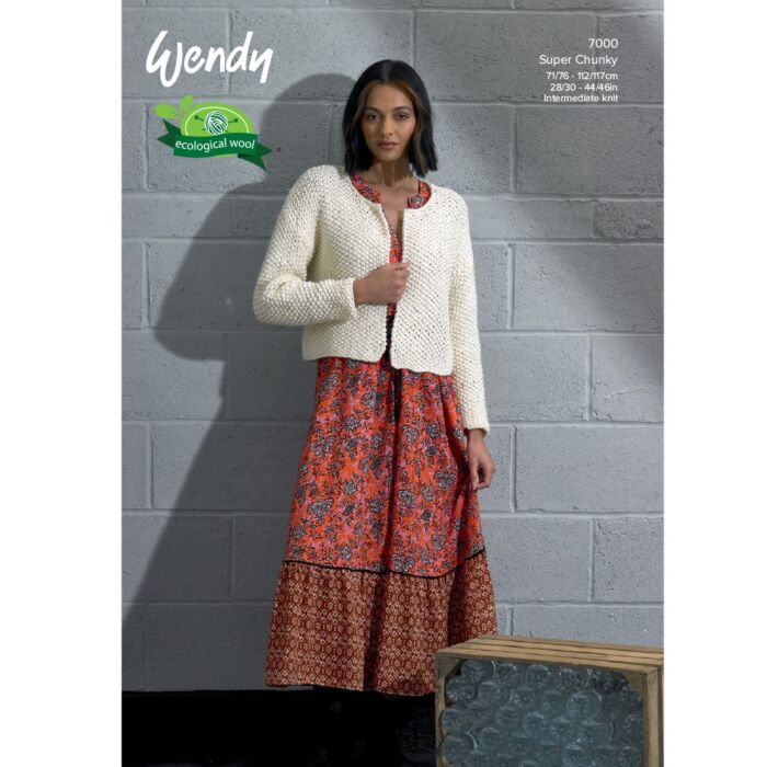 Wendy Knits Recycled Super Chunky Ladies Cardigan Pattern 7000 main product photo