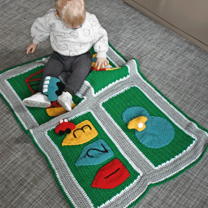 Road Map Blanket & Vehicles Crochet Pattern by Zoe Potrac in WoolBox Imagine Classic DK main product photo