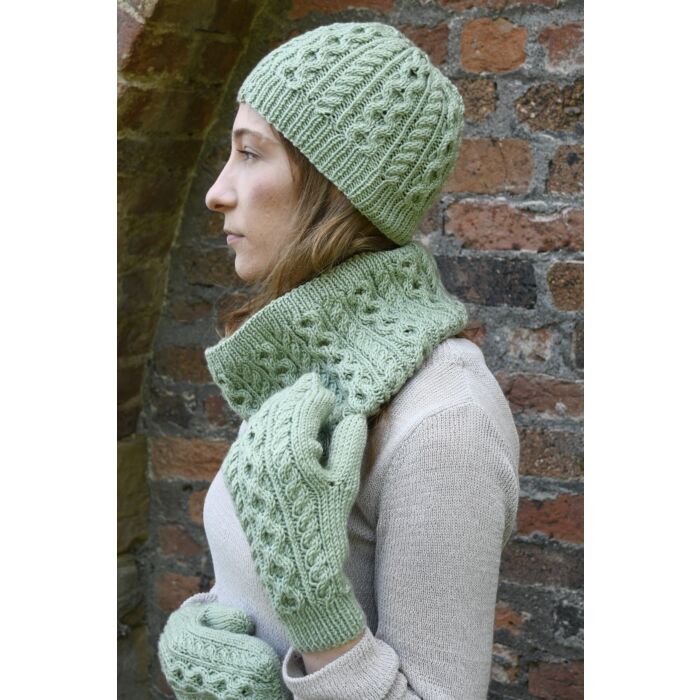 Cabled Cowl, Hat and Accessories Knitting Pattern by Sarah Murray in WoolBox Imagine Classic DK main product photo