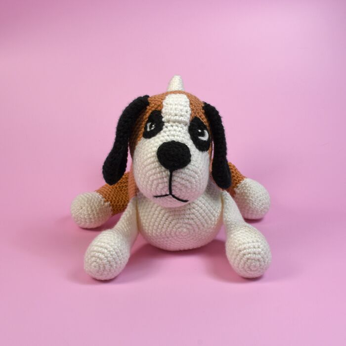 WoolPups St Bernard Crochet Kit by Heather C Gibbs in WoolBox Imagine Classic Anti-Pilling DK main product photo