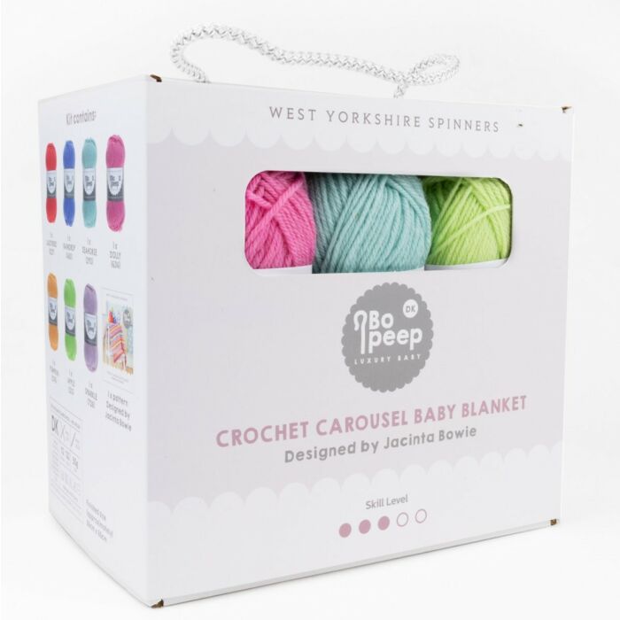 West Yorkshire Spinners Carousel Crochet Blanket KIT Bo Peep DK Multi Buy Wool Yarn Needles Patterns today