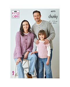 King Cole Simply Denim Chunky Family Sweaters 6375 Knitting Pattern  