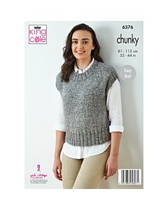 King Cole Simply Denim Chunky Ladies Sweaters 6376 Knitting Pattern  