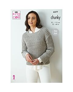 King Cole Simply Denim Chunky Ladies Sweaters 6377 Knitting Pattern  