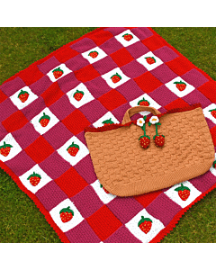 Strawberry Summer Knitted Blanket & Picnic Bag Kit by Nicola Valiji in WoolBox Imagine Classic DK